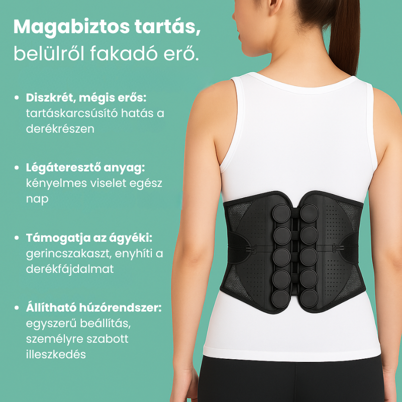 Testtartást segítő heveder (húzómechanika rendszerrel)