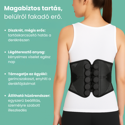 Testtartást segítő heveder (húzómechanika rendszerrel)