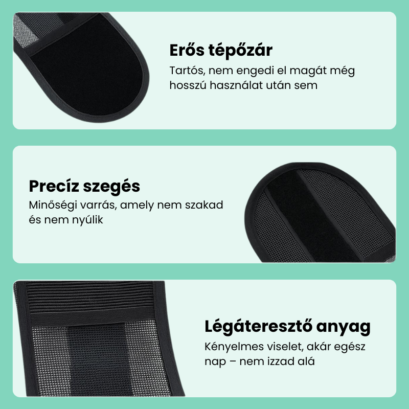 Testtartást segítő heveder (húzómechanika rendszerrel)